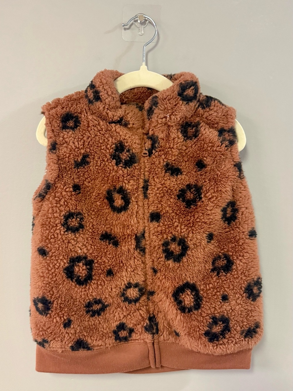 Carter's Rust Leopard Print Sherpa Vest for Kids